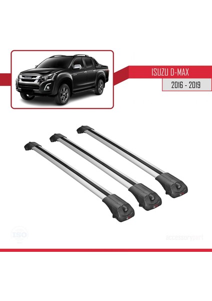 Isuzu D-Max 2016-2019 Arası ile Uyumlu Ace-1 Ara Atkı Tavan Barı Gri 3 Adet Bar modelleri