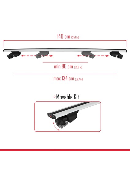 Mercedes Glc X253 2015-2022 Arası ile Uyumlu Hook Model Anahtar Kilitli Ara Atkı Tavan Barı Gri modelleri