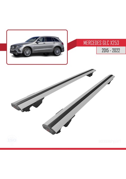 Mercedes Glc X253 2015-2022 Arası ile Uyumlu Hook Model Anahtar Kilitli Ara Atkı Tavan Barı Gri fırsatları