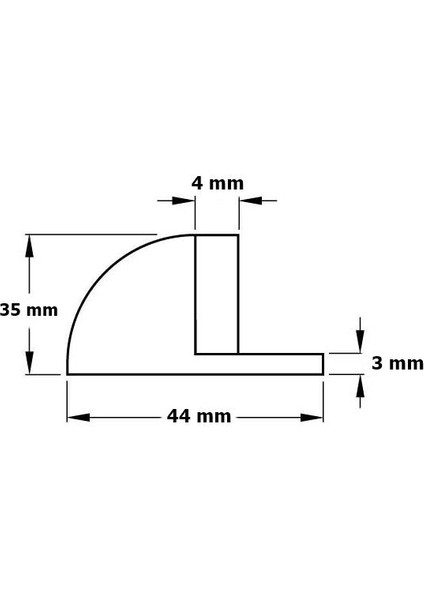 Yarım Ay Yapışkanlı Kapı Yer Zemin Tamponu Stoper Siyah 3,5 cm