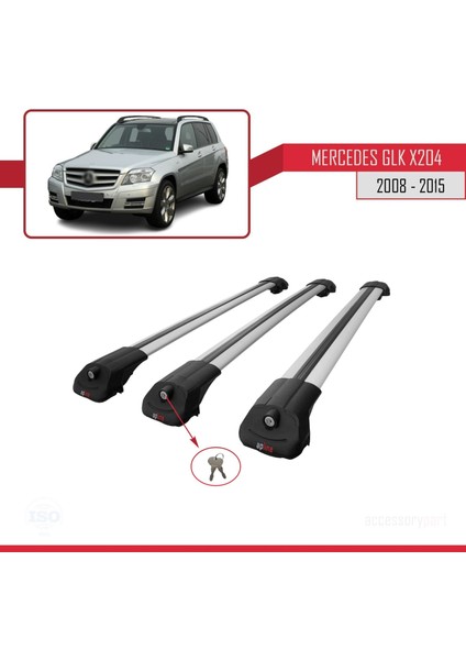 Mercedes Glk Class (X204) 2008-2015 Arası ile Uyumlu Ace-1 Ara Atkı Tavan Barı Gri 3 Adet Bar fırsatları