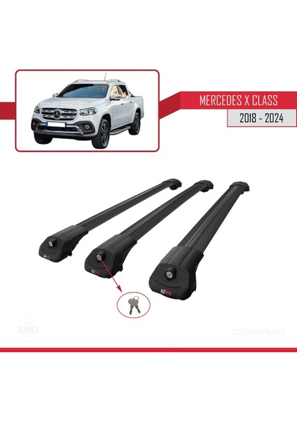 Mercedes x Class 2018 ve Sonrası ile Uyumlu Ace-1 Ara Atkı Tavan Barı Siyah 3 Adet Bar fırsatları