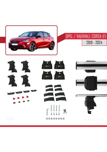 Opel / Vauxhall Corsa (F) 2019 ve Sonrası ile Uyumlu Ace-4 Ara Atkı Tavan Barı Gri