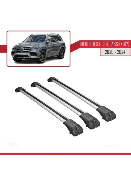 Mercedes Gls-Class (X167) 2020 ve Sonrası ile Uyumlu Ace-1 Ara Atkı Tavan Barı Gri 3 Adet Bar modelleri