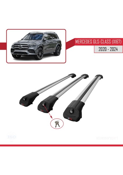 Mercedes Gls-Class (X167) 2020 ve Sonrası ile Uyumlu Ace-1 Ara Atkı Tavan Barı Gri 3 Adet Bar fırsatları