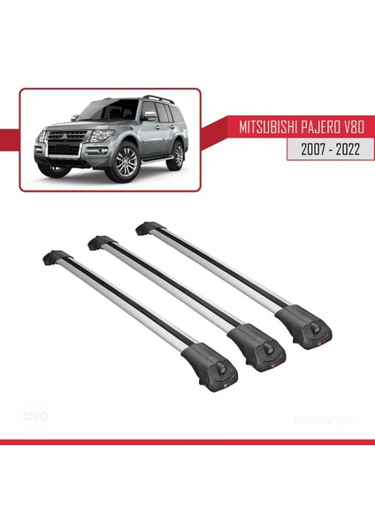 Mitsubishi Pajero (V80) 2007-2022 Arası ile Uyumlu Ace-1 Ara Atkı Tavan Barı Gri 3 Adet Bar modelleri