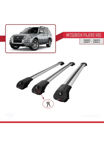 Mitsubishi Pajero (V80) 2007-2022 Arası ile Uyumlu Ace-1 Ara Atkı Tavan Barı Gri 3 Adet Bar fırsatları