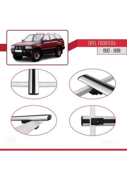 Opel Frontera 1992-1998 Arası ile Uyumlu Basic Model Ara Atkı Tavan Barı Gri 3 Adet