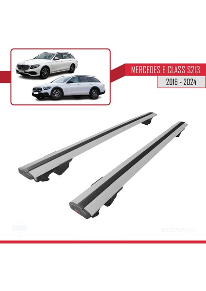 Mercedes E-Class S213 2016 ve Sonrası ile Uyumlu Hook Model Anahtar Kilitli Ara Atkı Tavan Barı Gri fırsatları