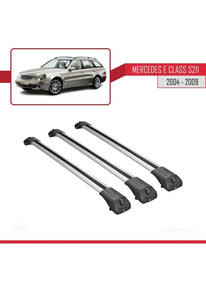 Mercedes E Class S211 2004-2009 Arası ile Uyumlu Ace-1 Ara Atkı Tavan Barı Gri 3 Adet Bar modelleri