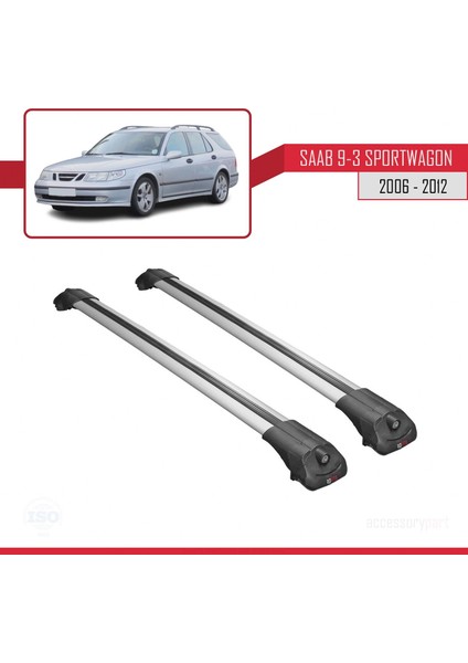 Saab 9-3 Sportwagon 2006-2012 Arası ile Uyumlu Ace-1 Ara Atkı Tavan Barı Gri modelleri