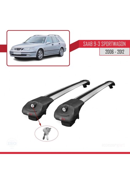 Saab 9-3 Sportwagon 2006-2012 Arası ile Uyumlu Ace-1 Ara Atkı Tavan Barı Gri fırsatları