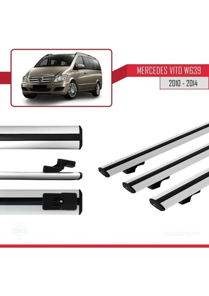 Mercedes Vito (W639) 2010-2014 Arası ile Uyumlu Basic Model Ara Atkı Tavan Barı Gri 3 Adet modelleri