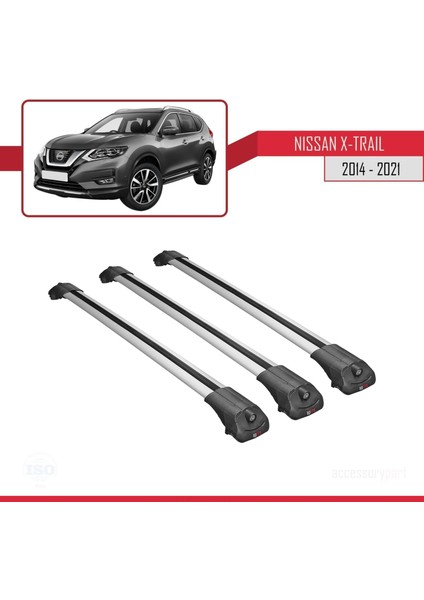 Nissan X-Trail 2014-2021 Arası ile Uyumlu Ace-1 Ara Atkı Tavan Barı Gri 3 Adet Bar modelleri