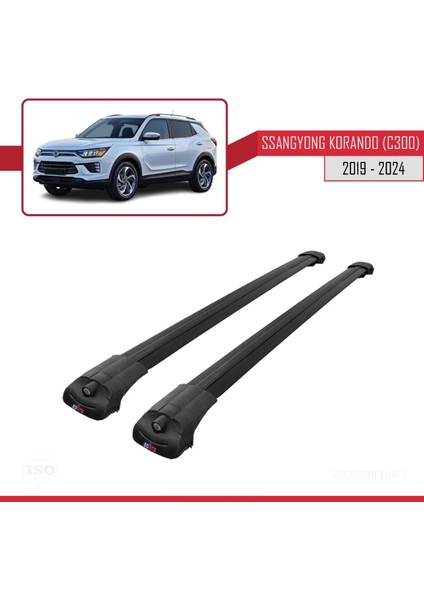 Ssangyong Korando (C300) 2019 ve Sonrası ile Uyumlu Ace-1 Ara Atkı Tavan Barı Siyah