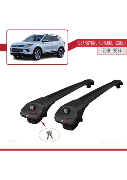 Ssangyong Korando (C300) 2019 ve Sonrası ile Uyumlu Ace-1 Ara Atkı Tavan Barı Siyah