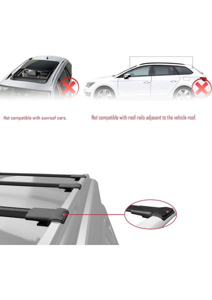 Subaru Outback 2000-2004 Arası ile Uyumlu Fly Model Ara Atkı Tavan Barı Siyah 3 Adet Bar