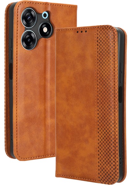 Tecno Spark 10 Pro K17 Retro Pu Deri Kapak Standı Cüzdan Flip Folio Telefon Kılıfı (Yurt Dışından)