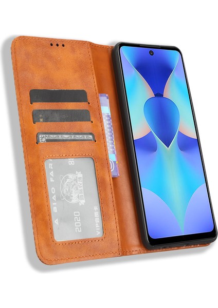 Tecno Spark 10 Pro K17 Retro Pu Deri Kapak Standı Cüzdan Flip Folio Telefon Kılıfı (Yurt Dışından)