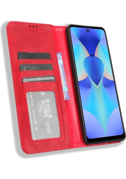 Tecno Spark 10 Pro K17 Retro Pu Deri Kapak Standı Cüzdan Flip Folio Telefon Kılıfı (Yurt Dışından)