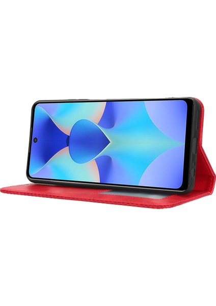 Tecno Spark 10 Pro K17 Retro Pu Deri Kapak Standı Cüzdan Flip Folio Telefon Kılıfı (Yurt Dışından)