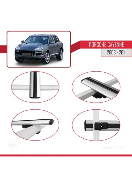 Porsche Cayenne 2003-2011 Arası ile Uyumlu Basic Model Ara Atkı Tavan Barı Gri 3 Adet fırsatları