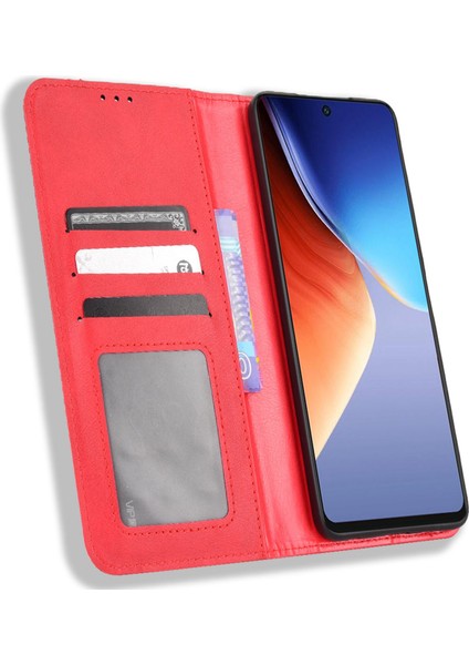 Tecno Camon 20 Pro 4g / 20 4g Pu Deri Retro Tasarım Standı Manyetik Cüzdan Kılıf (Yurt Dışından)