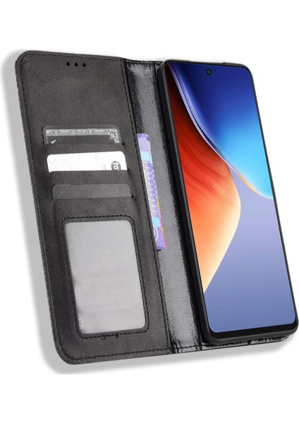 Tecno Camon 20 Pro 4g / 20 4g Pu Deri Retro Tasarım Standı Manyetik Cüzdan Kılıf (Yurt Dışından)
