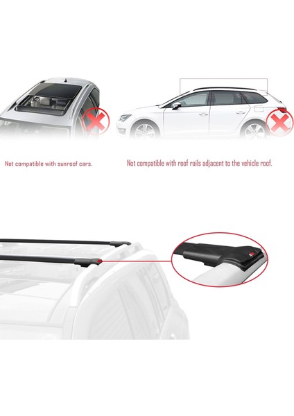 Skoda Superb Combı 2015-2020 Arası ile Uyumlu Fly Model Ara Atkı Tavan Barı Siyah