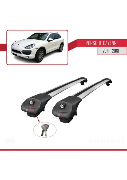 Porsche Cayenne 92A 2011-2018 Arası ile Uyumlu Ace-1 Ara Atkı Tavan Barı Gri