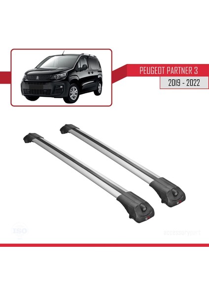 Peugeot Partner 2019-2022 Arası ile Uyumlu Ace-1 Ara Atkı Tavan Barı Gri modelleri