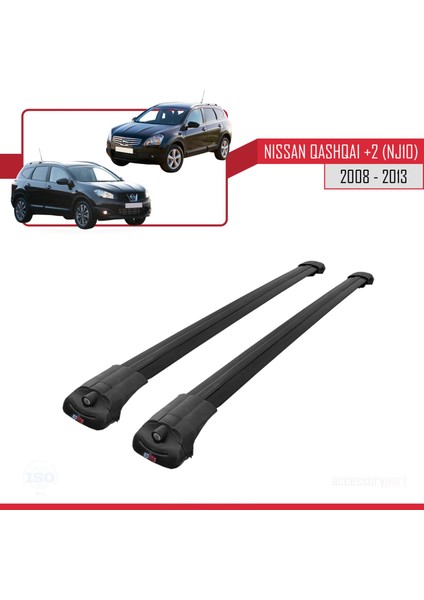 Nisssan Qashqai +2 (NJ10) 2008-2013 Arası ile Uyumlu Ace-1 Ara Atkı Tavan Barı Siyah modelleri