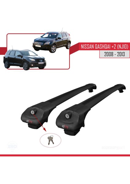 Nisssan Qashqai +2 (NJ10) 2008-2013 Arası ile Uyumlu Ace-1 Ara Atkı Tavan Barı Siyah fırsatları