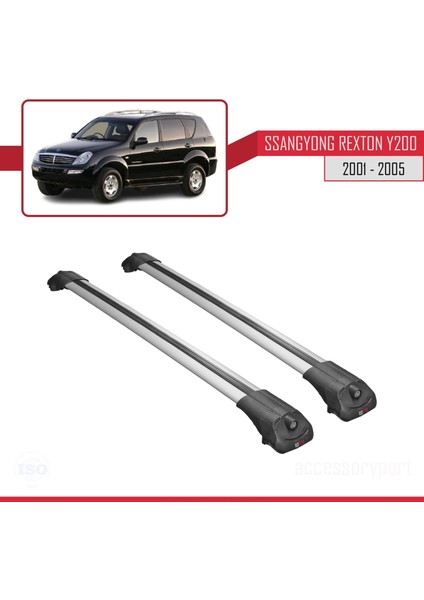 Ssangyong Rexton Y200 2001-2005 Arası ile Uyumlu Ace-1 Ara Atkı Tavan Barı Gri