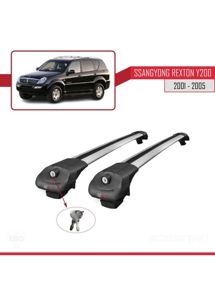 Ssangyong Rexton Y200 2001-2005 Arası ile Uyumlu Ace-1 Ara Atkı Tavan Barı Gri
