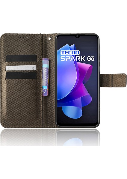 Tecno Spark Go 2023 4g Flip Cüzdan Kılıf Pu Deri Standı Manyetik Telefon Kapağı (Yurt Dışından)