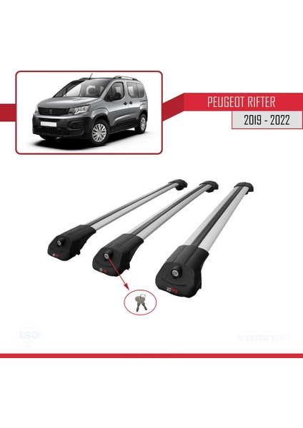 Peugeot Rifter 2019-2022 Arası ile Uyumlu Ace-1 Ara Atkı Tavan Barı Gri 3 Adet Bar fırsatları