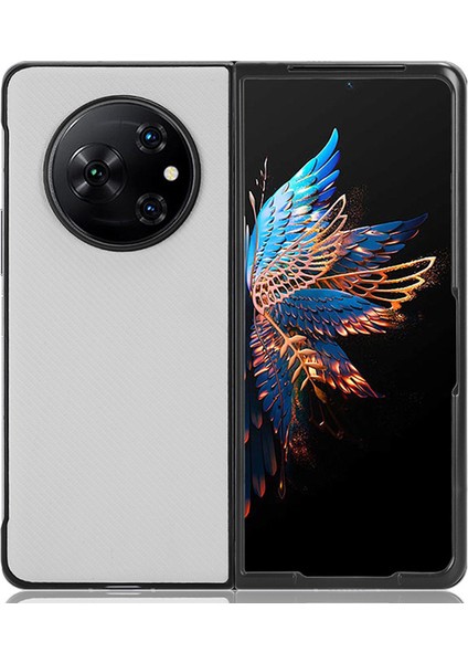 Tecno Phantom V Fold Karbon Fiber Doku Kılıf Pu Deri Kaplamalı Pc Darbeye Dayanıklı Telefon Kapağı (Yurt Dışından)