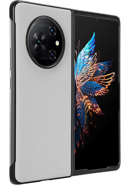 Tecno Phantom V Fold Karbon Fiber Doku Kılıf Pu Deri Kaplamalı Pc Darbeye Dayanıklı Telefon Kapağı (Yurt Dışından)