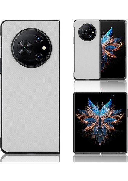 Tecno Phantom V Fold Karbon Fiber Doku Kılıf Pu Deri Kaplamalı Pc Darbeye Dayanıklı Telefon Kapağı (Yurt Dışından)