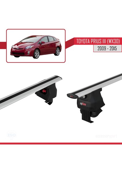 Toyota Prius Iıı (XW30) 2009-2015 Arası ile Uyumlu Ace-4 Ara Atkı Tavan Barı Gri