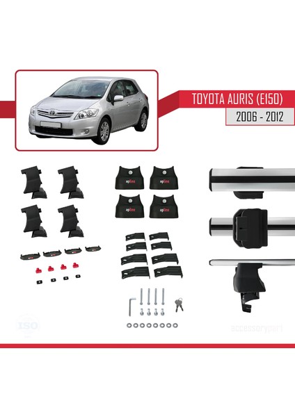 Toyota Auris / Corolla (E150) 2006-2012 Arası ile Uyumlu Ace-4 Ara Atkı Tavan Barı Gri