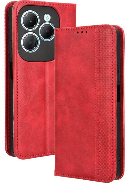 Infinix Hot 40 / Hot 40 Pro Deri Kılıf Manyetik Kapanan Telefon Kapağı (Yurt Dışından)