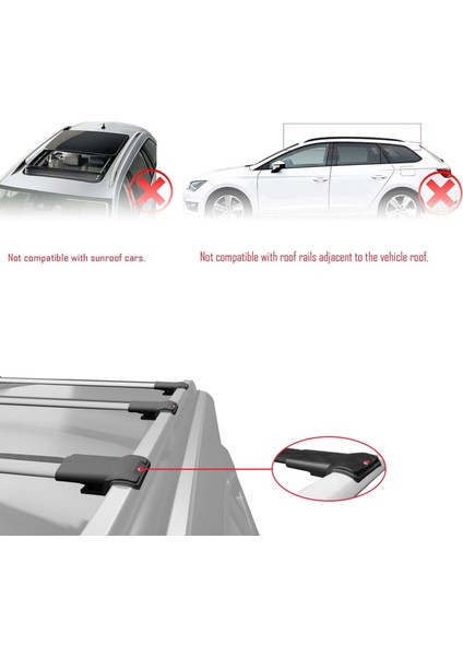 Ssangyong Stavic 2013-2019 Arası ile Uyumlu Fly Model Ara Atkı Tavan Barı Gri 3 Adet Bar