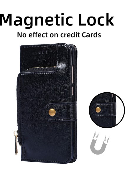 Tecno Spark 10 4g Standı Kabuk Fermuarlı Cep Pu Deri Telefon Kılıfı Kayış (Yurt Dışından)