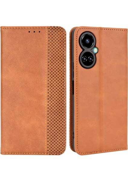 Tecno Camon 19 4g Folio Flip Retro Pu Deri Cüzdan Kılıf (Yurt Dışından)