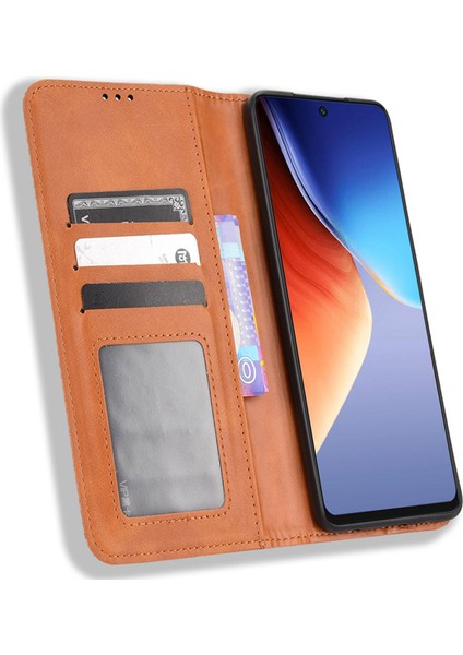 Tecno Camon 19 4g Folio Flip Retro Pu Deri Cüzdan Kılıf (Yurt Dışından)