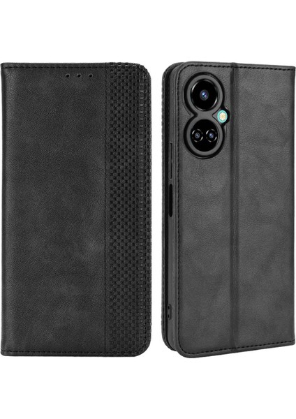 Tecno Camon 19 4g Folio Flip Retro Pu Deri Cüzdan Kılıf (Yurt Dışından)