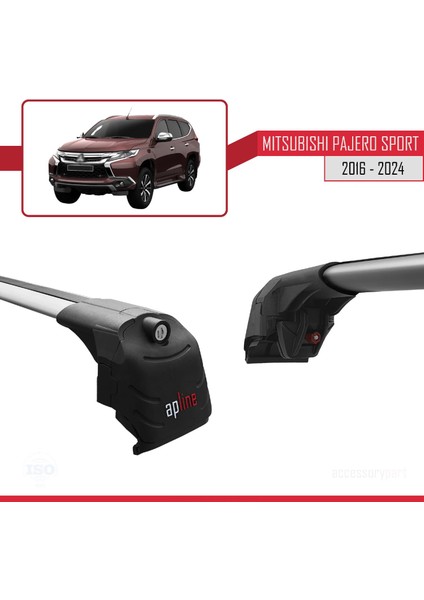 Mitsubishi Pajero Sport (Mk3) 2016 ve Sonrası ile Uyumlu Ace-2 Ara Atkı Tavan Barı Gri fırsatları