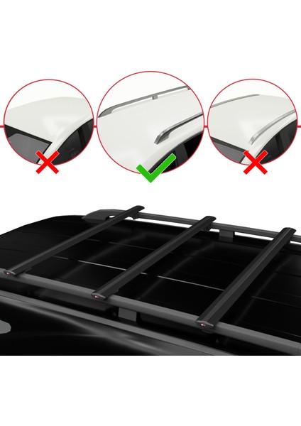 Toyota Proace City Verso 2019-2022 Arası ile Uyumlu Basic Model Ara Atkı Tavan Barı Siyah 3 Adet fiyatları